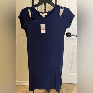 NWT Michael by Michael Kors navy blue cold-shoulder dress - S